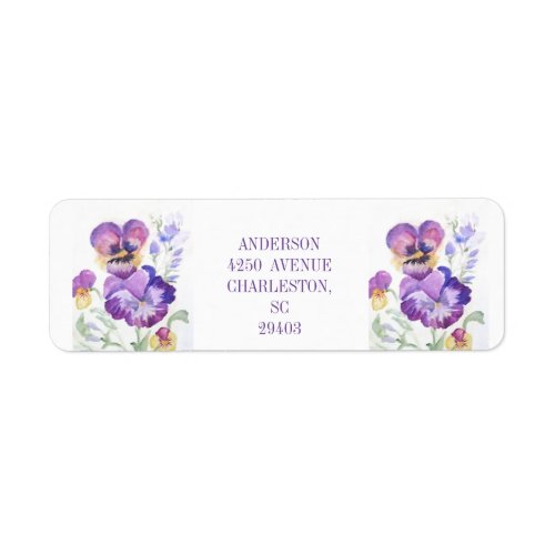 Address  floral purpel pansies   label