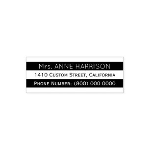 address information with black and white stripes self-inking stamp