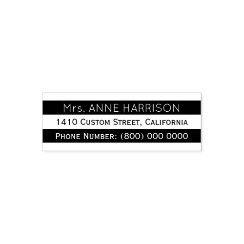 address information with black and white stripes self_inking stamp