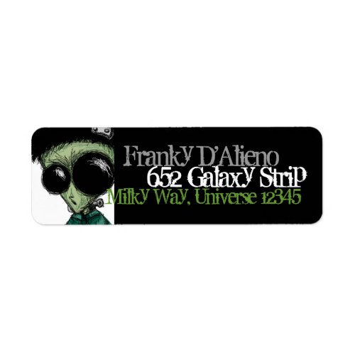 Address Label Alien Frankenstein Black Olive Green