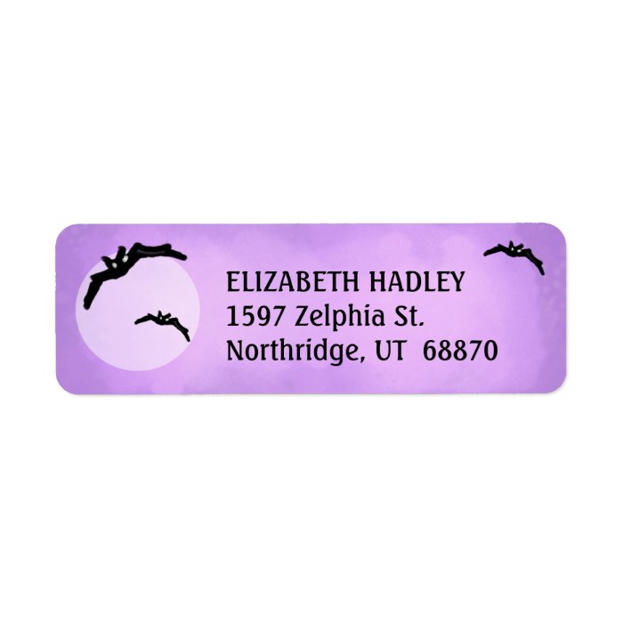 Address Label   Bats & Moon   Purple