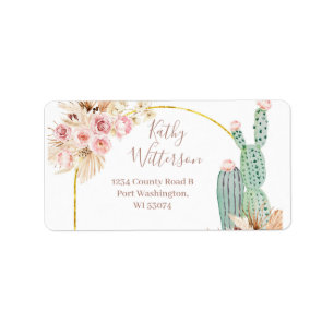 Address Label Boho Cactus Pink Floral Baby Shower