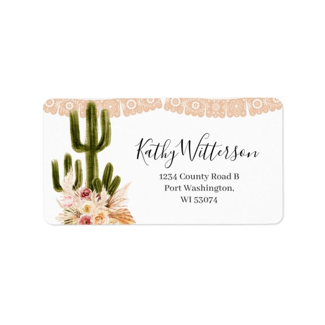Address Label Boho Cactus Taco bout love Shower (Front)