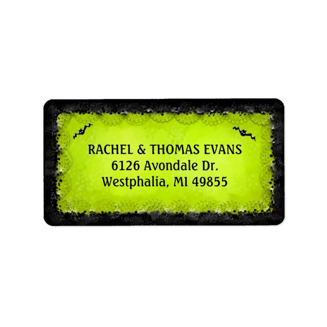 Address Label - Halloween Green with Black Border (Front)