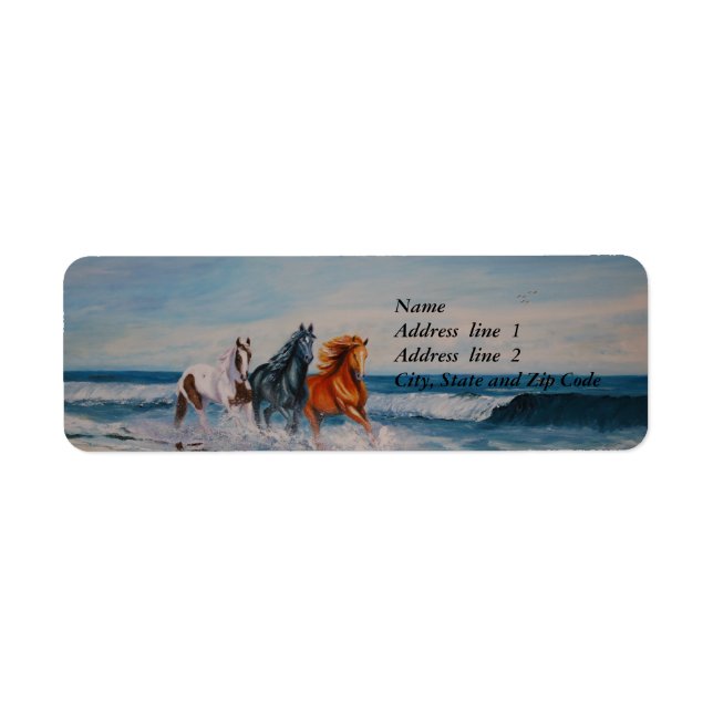 Address Label, Horses in the surf Label (Front)