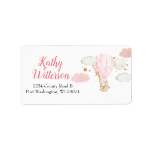 Address Label Hot Air Balloon Animals Baby Shower