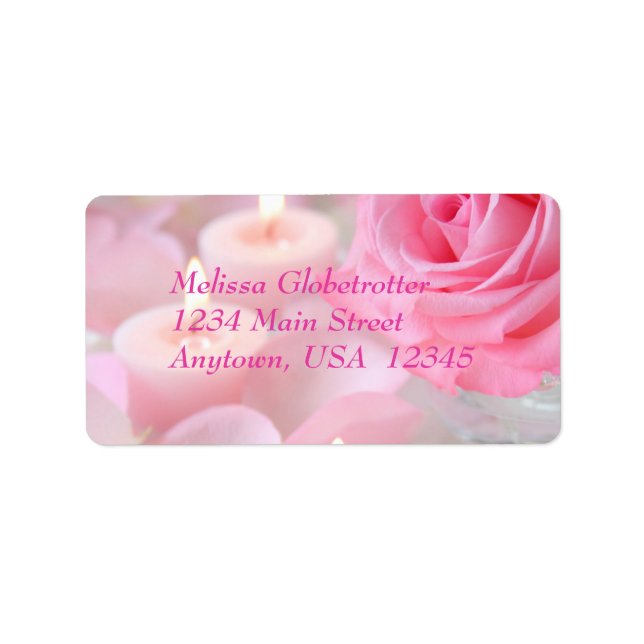 Address Label--Pink Rose & Candles Label (Front)