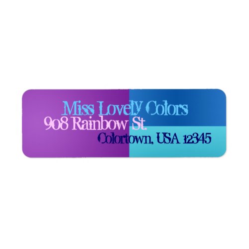 Address Label Purple Royal Blue Cyan Sky Blue