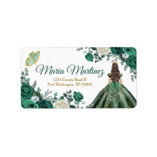 Address Label Quinceañera 15 Anos Emerald Green