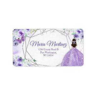 Address Label Quinceañera 15 Anos Silver Purple