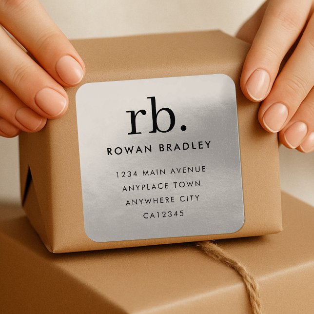 Address Label Roll | Champagne Metallic Sticker (Metallic silver pre-addressed seals for envelopes, packages & personalized mail)