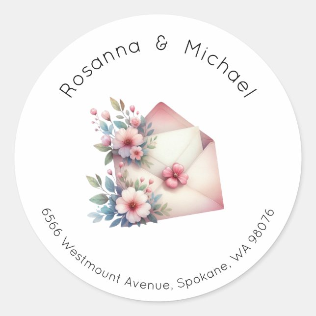 Address Label, Round Address Label, Envelope Mail Classic Round Sticker (Front)