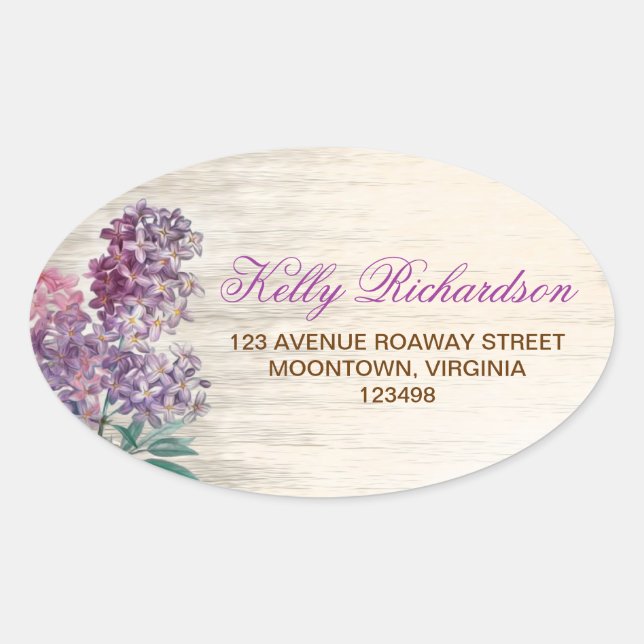 address label - sticker with lilac flowers (Front)
