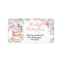 Address Label Tea Party Baby Shower Pastel Floral