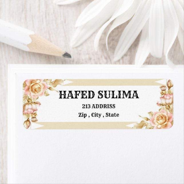 Address Label Template rose gold , Return Address  (Insitu)