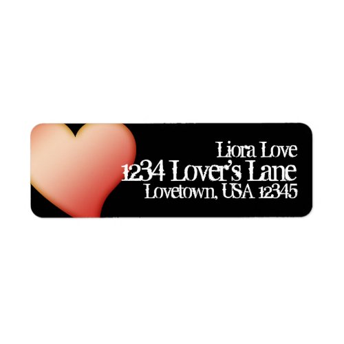 Address Label Valentine Heart Love Customize Black