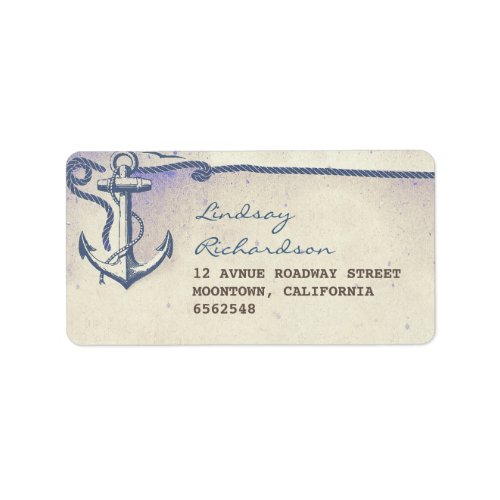 address label  with nautical anchor