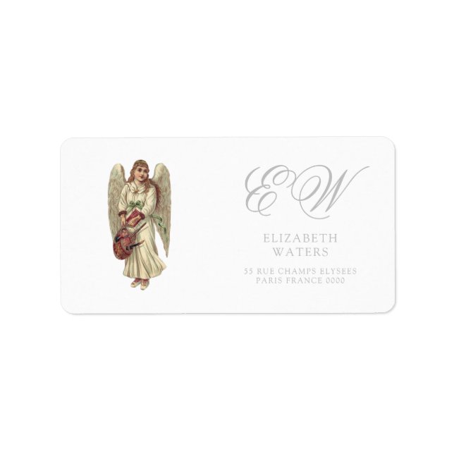 ADDRESS LABEL WITH VINTAGE CHRISTMAS ANGEL (Front)