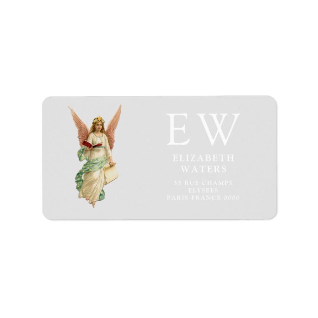ADDRESS LABEL WITH VINTAGE CHRISTMAS ANGEL (Front)