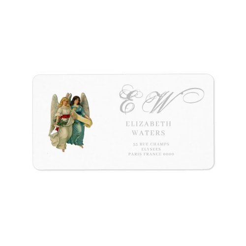 ADDRESS LABEL WITH VINTAGE CHRISTMAS ANGELS