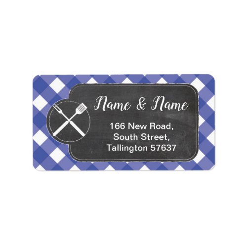 Address Labels Blue gingham BBQ Chalk