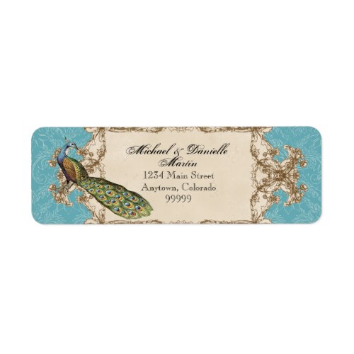 Address Labels - Blue Vintage Peacock & Etchings