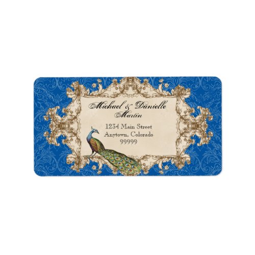 Address Labels - Blue Vintage Peacock & Etchings