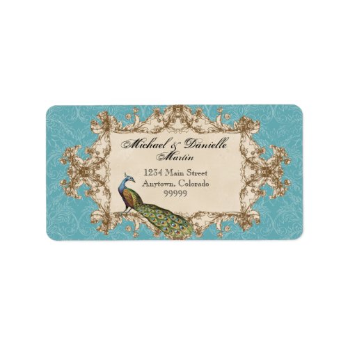 Address Labels - Blue Vintage Peacock & Etchings