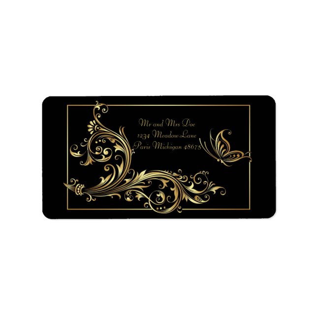 Address Labels/Butterfly and Swirls Label (Front)