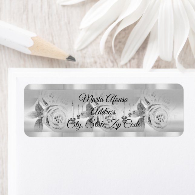 Address Labels Candles Silver Rose (Insitu)