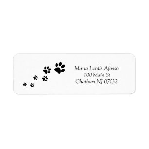 Address Labels Cat Dog Paws Black