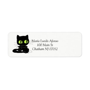 Address Labels Cats Black