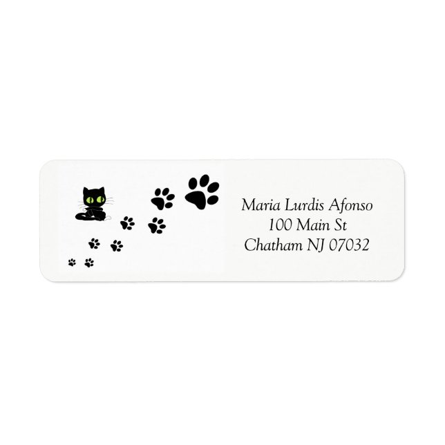 Address Labels Cats Black Paws (Front)