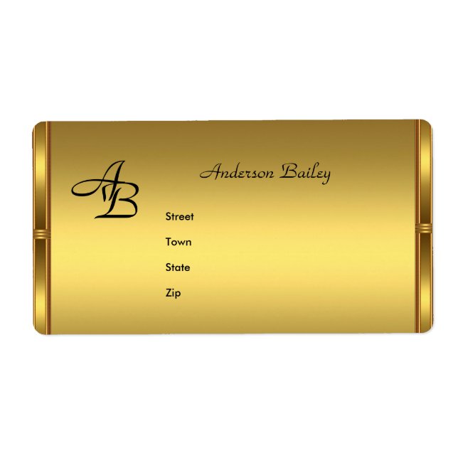 Address Labels Elegant Gold Initials (Front)
