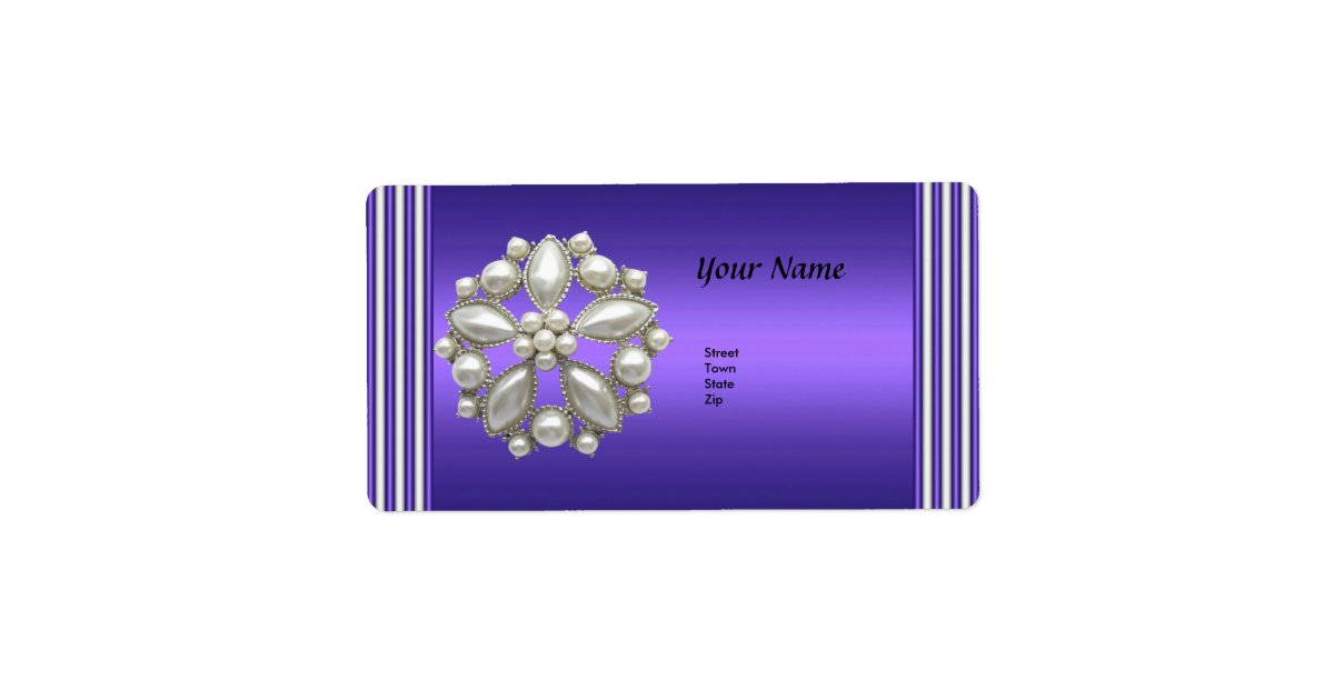 Pearlized Address Label Address Labels Elegant White Pearl Purple | Zazzle