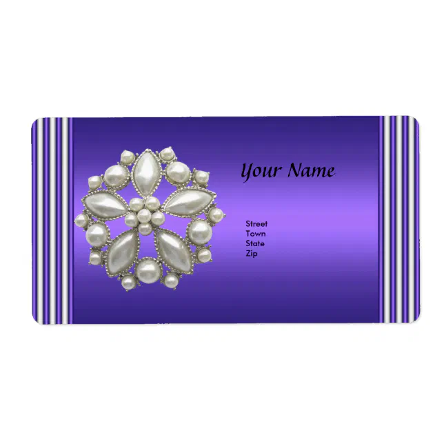 Pearlized Address Label Address Labels Elegant White Pearl Purple | Zazzle