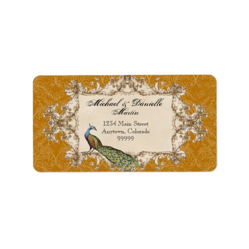 Address Labels - Gold Vintage Peacock & Etchings