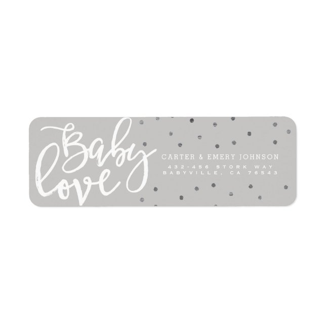 ADDRESS LABELS | Modern Gray Baby Love Boy Script (Front)