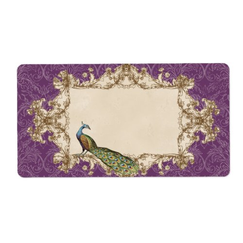 Address Labels - Purple Vintage Peacock & Etchings