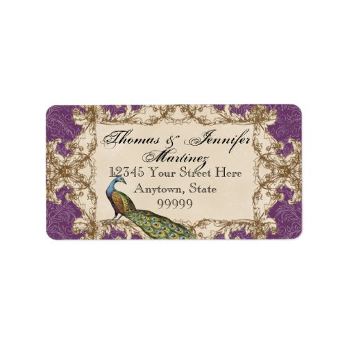 Address Labels - Purple Vintage Peacock & Etchings