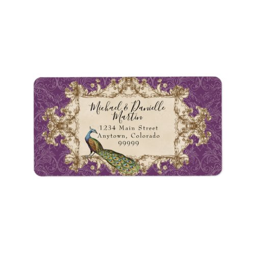 Address Labels - Purple Vintage Peacock & Etchings