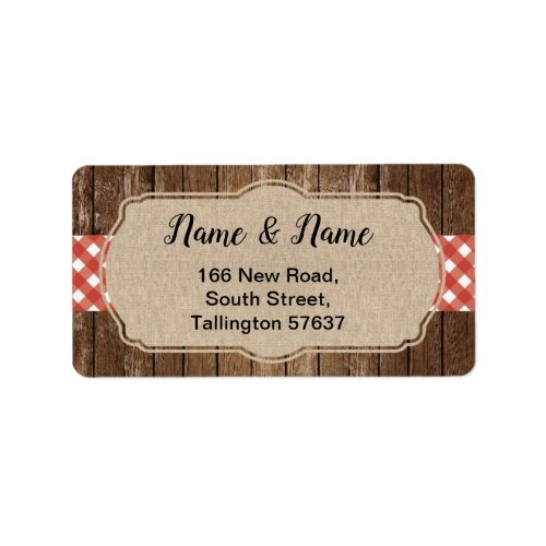 Address Labels Red gingham BBQ Burlap