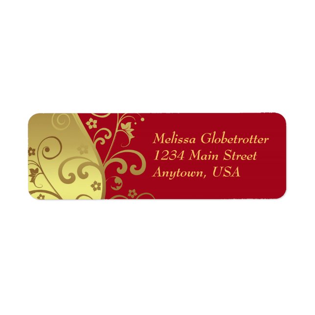 Address Labels--Red & Gold Swirls Label (Front)