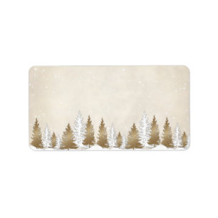 Address Labels, Winter Nature Beige Trees Label