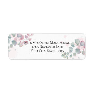 ADDRESS Modern Watercolor Eucalyptus Foliage Label