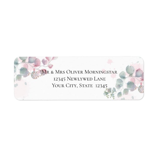 ADDRESS | Modern Watercolor Eucalyptus Foliage Label (Front)