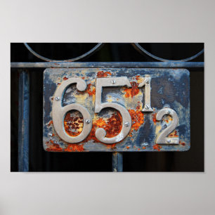 Address Number Plaque, Sixty-five and a Half Poster