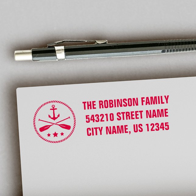 Address or Info Nautical Anchor Oars Stars Stylish Self-inking Stamp (Creator Uploaded)
