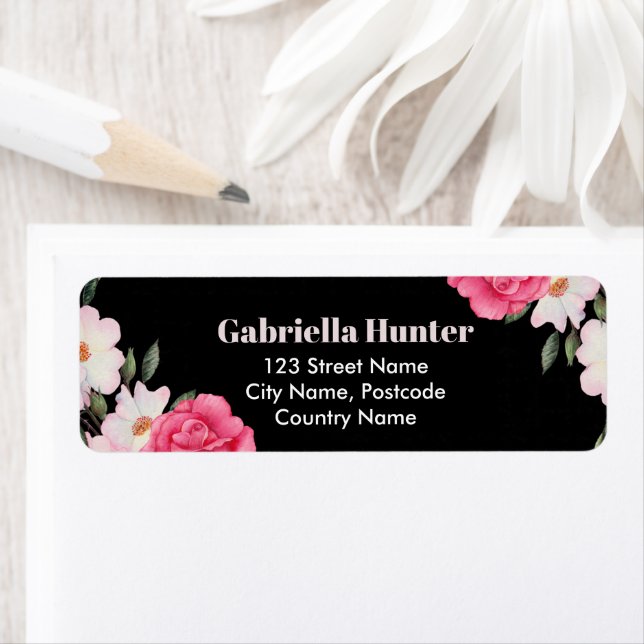 Address Pink White Roses Ballerina Floral Black Label (Insitu)