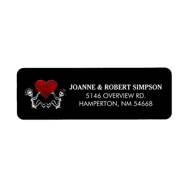 Address Return Label - Skeletons Holding Heart (Front)